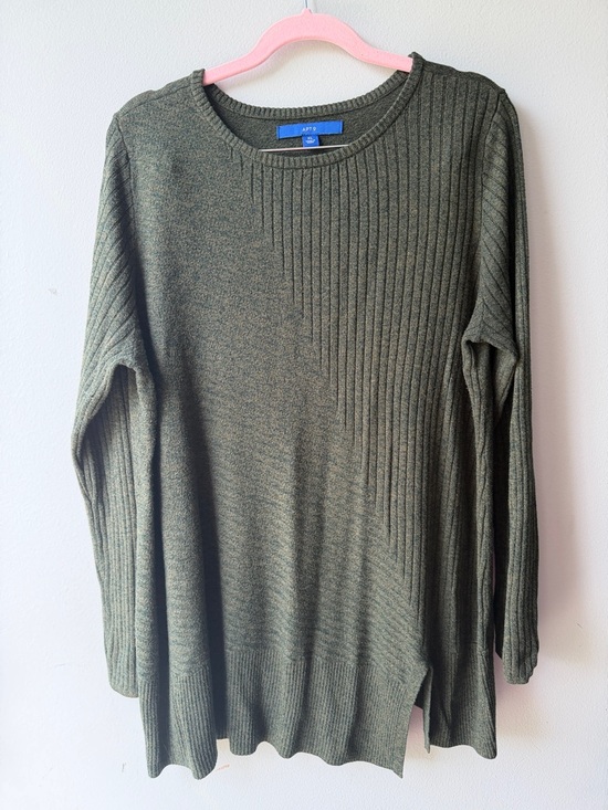 Apt. 9 Sweaters - Apt. 9 Olive Green Women’s Mixed-Rib Crewneck Sweater Size XL